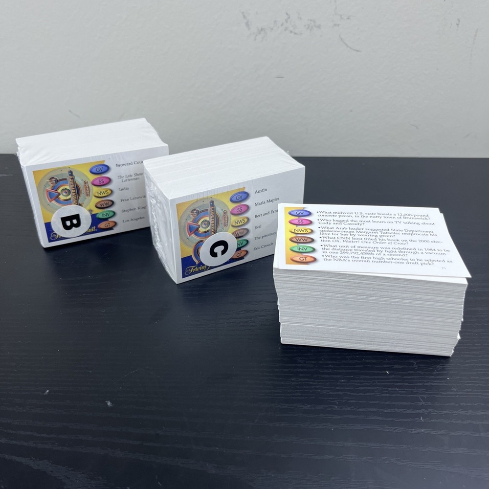 Trivial Pursuit 20th Anniversary Edition Question Answer Cards Replacement Only